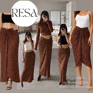 RESA Ziggy Maxi Skirt in Brown Floral Print
